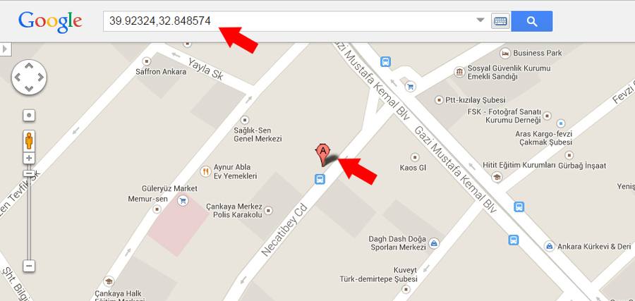 Google Haritalarda Mekan Koordinatları