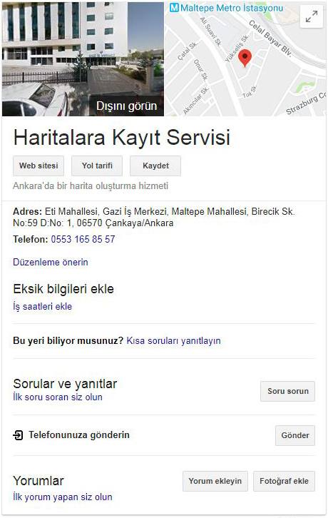Google haritalar yer ekleme